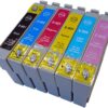 Zes kleuren inktcartridges E-801 Zwart, E-802 Cyaan, E-803 Magenta, E-804 Geel, E-805 Licht Cyaan, E-806 Licht Magenta, compatibel met diverse printers.