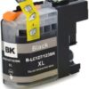 Zwarte inktcartridge B-LC127/123BK XL, compatibel met diverse Brother-printers voor hoge kwaliteit afdrukken.