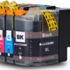 Compatibele inktcartridges B-LC22UBK XL, B-LC22UC XL, B-LC22UM XL en B-LC22UY XL voor hoogwaardige afdrukken in zwart, cyaan, magenta en geel.