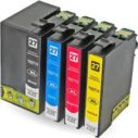 Zwart, cyaan, magenta en gele inktcartridges, compatibel met de 27 XL T02711, T02712, T02713 en T02714. Perfect voor hoogwaardige afdrukken.