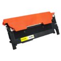 Toner cartridge CLP-406S, compatibel met diverse printermodellen, met een opvallende oranje bovenkant voor eenvoudige identificatie.