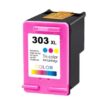 Alt-tekst: 303 XL Tri-color Inktcartridge, compatibel voor gebruik in verschillende printers, met een levendige kleurafdruk in cyaan, magenta en geel.