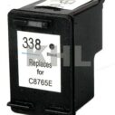 Zwarte inktcartridge 338, vervangt C8765E, compatibel met verschillende printers voor hoogwaardige afdrukken.