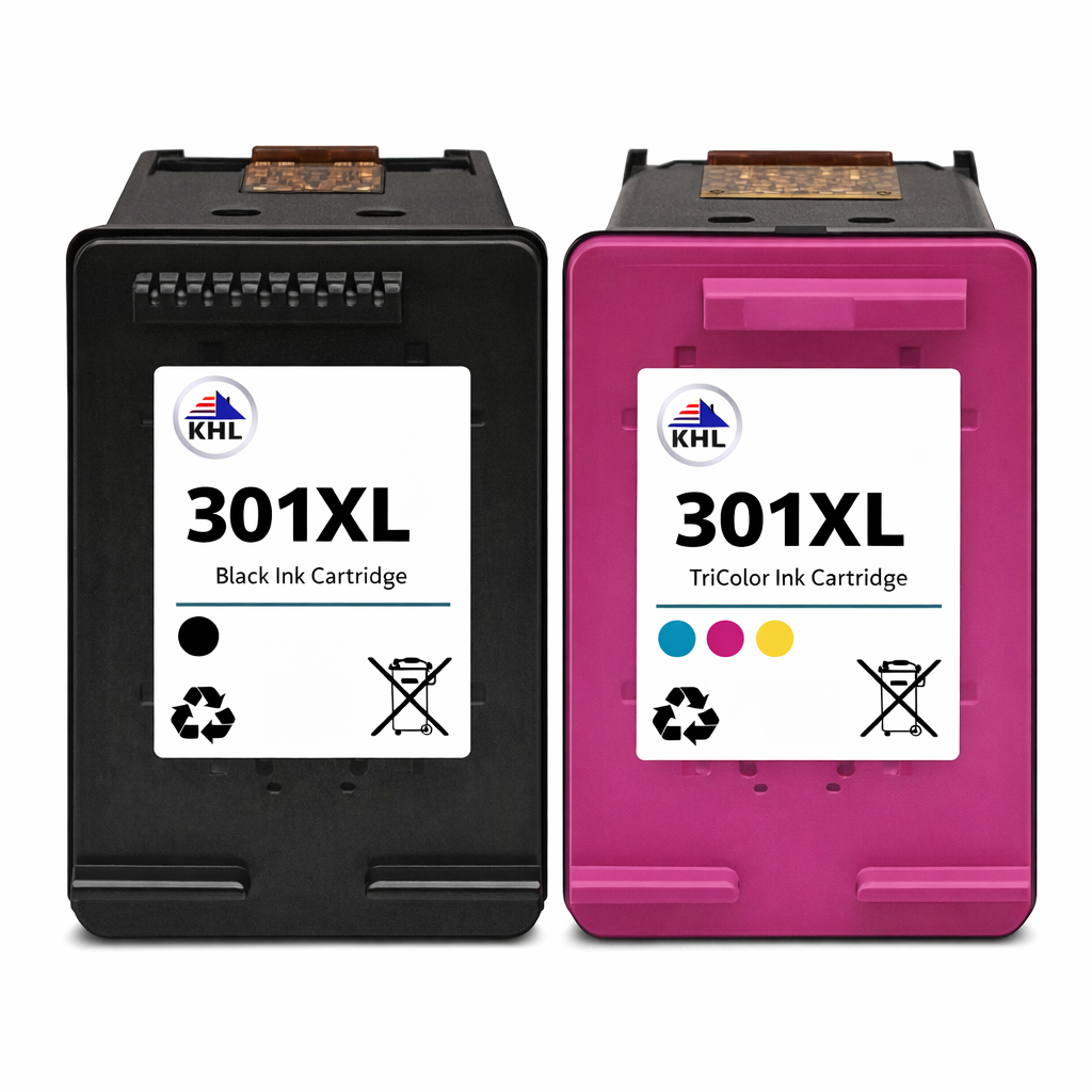 KHL 301XL Zwart en 301XL TriColor inktcartridges, compatibel met diverse printers voor hoogwaardig afdrukken.