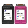 KHL 305XL zwart en tri-color inktcartridge, compatibel met verschillende printermodellen voor heldere en duurzame afdrukken.